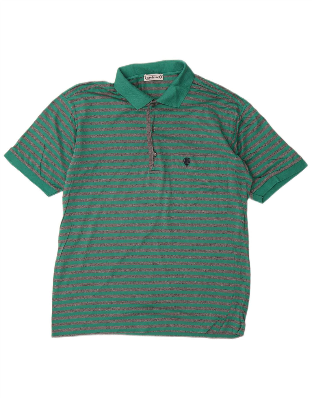 CACHAREL Polo Hombre Algodón Rayas Verde Pequeño