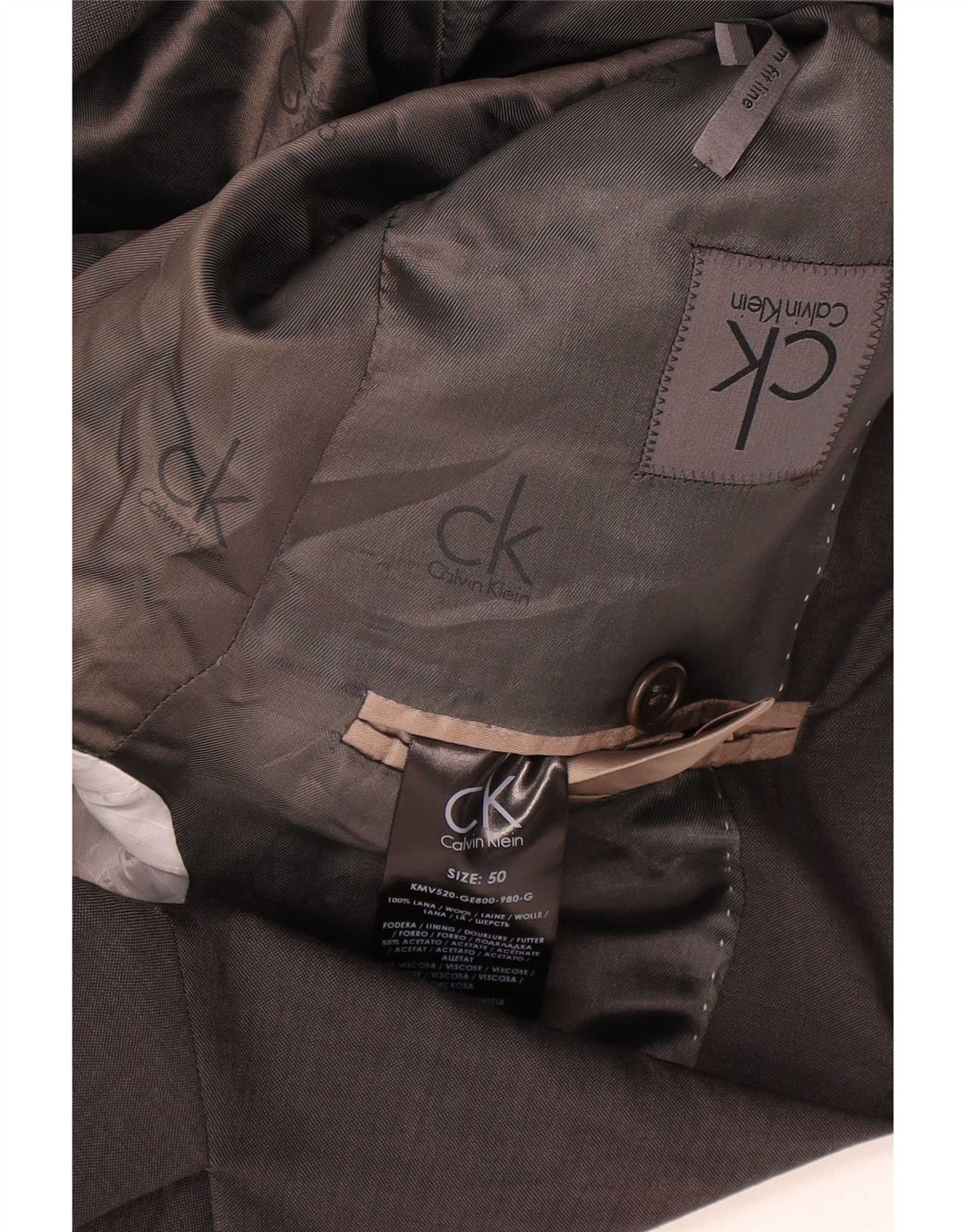 Calvin Klein Chaqueta tipo blazer de 2 botones para hombre IT 50 Lana gris grande
