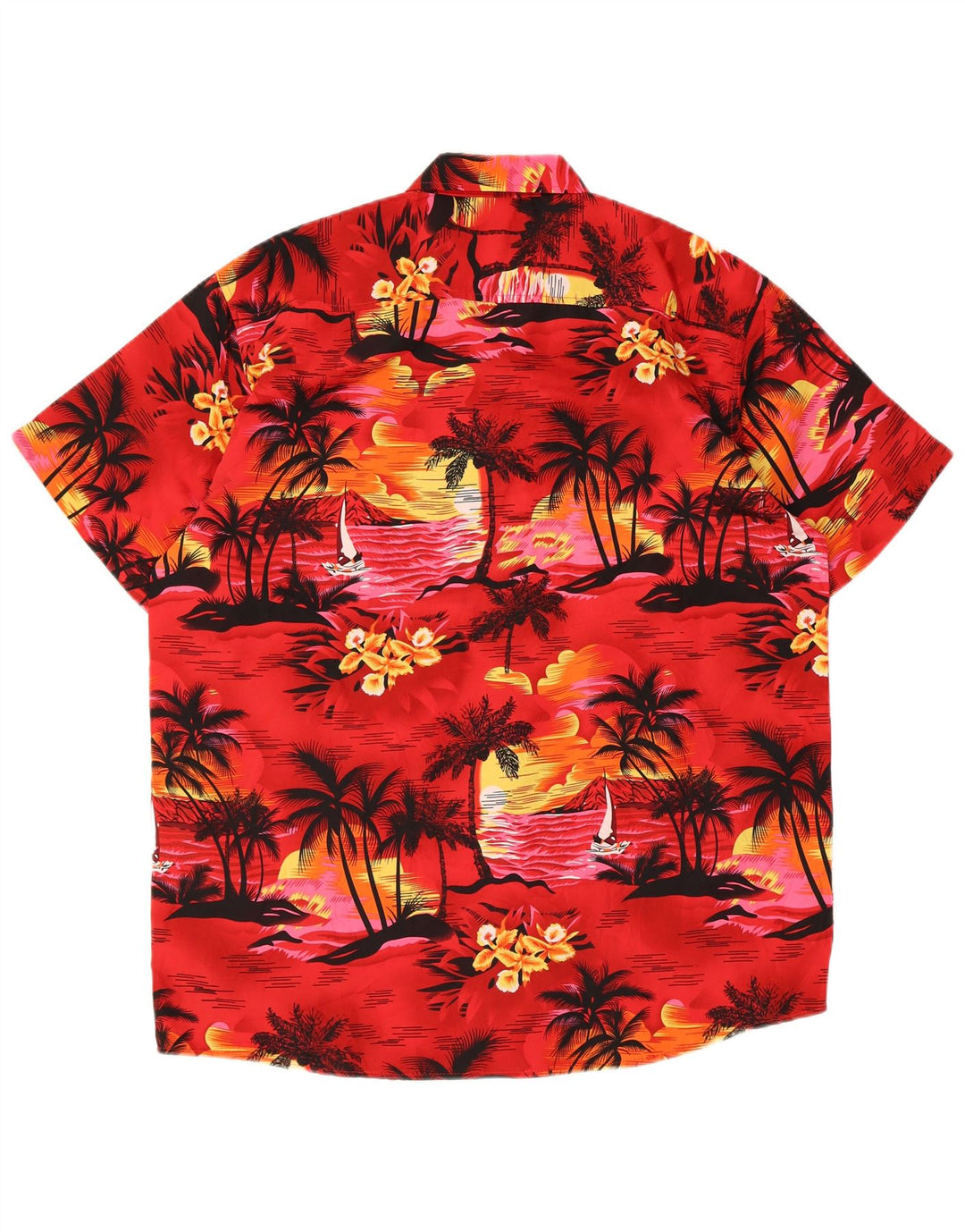 Lowes Camisa hawaiana de manga corta para hombre Poliéster rojo mediano