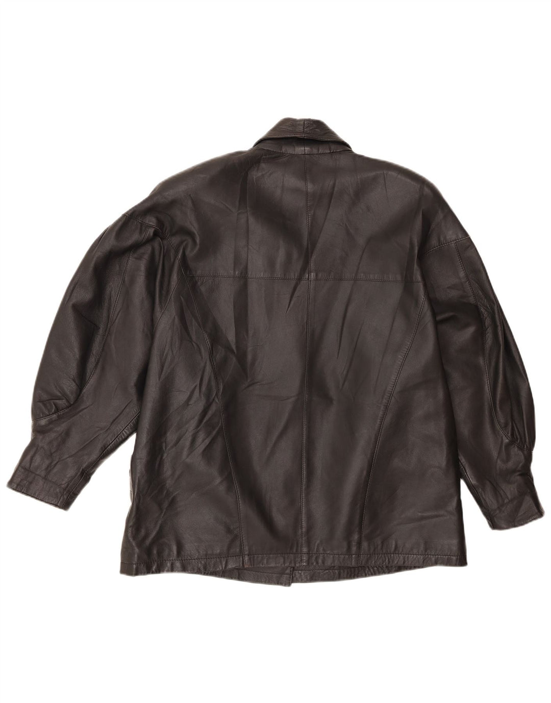 Vintage mujer chaqueta de cuero de gran tamaño EU 46 XL negro