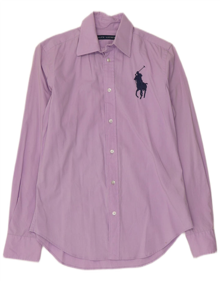 Ralph Lauren Camisa para mujer US 6 Medio Algodón Púrpura