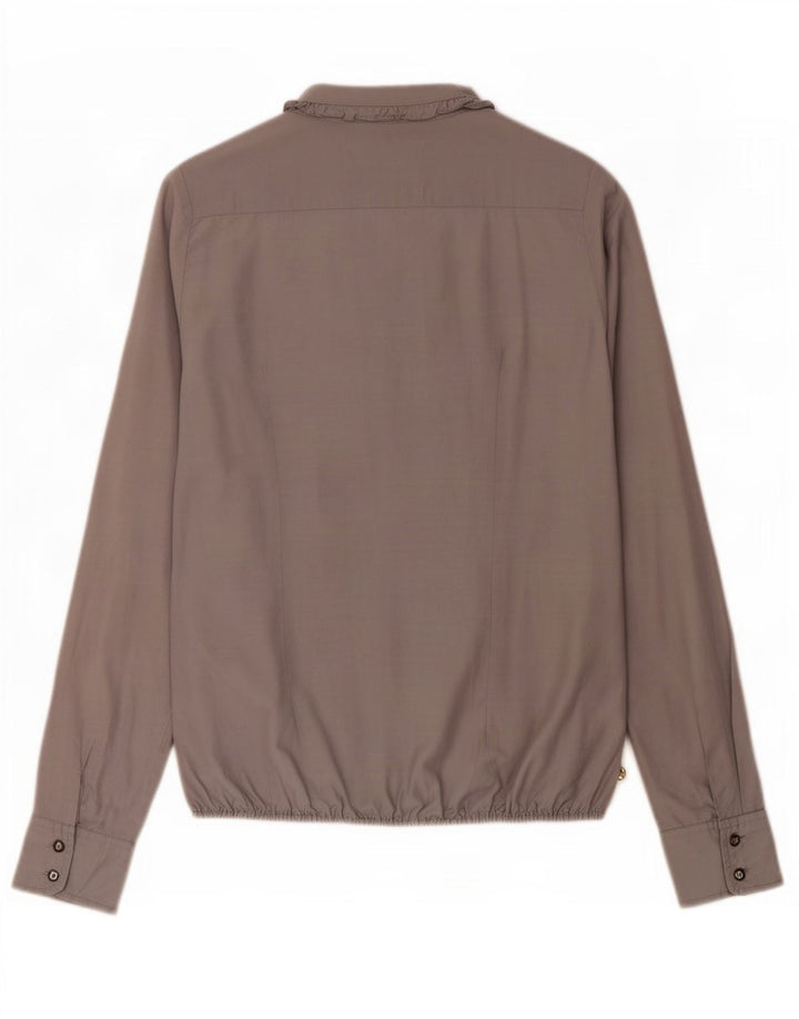 Maison Scotch Blusa de manga larga con volantes en la parte delantera para mujer UK 40 Gris medio