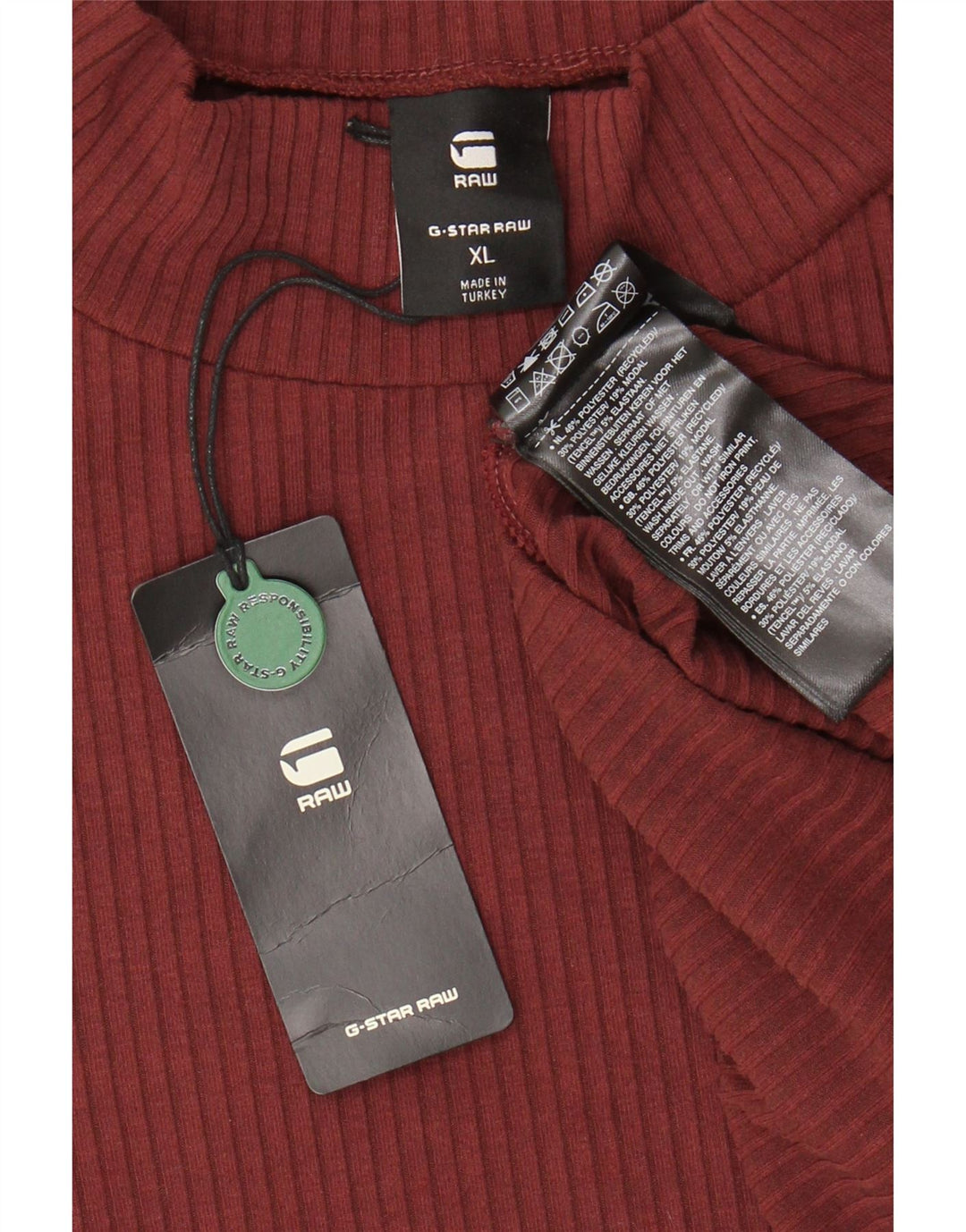 G-Star Vestido largo tipo jersey de manga larga para mujer UK 40 XL Poliéster burdeos