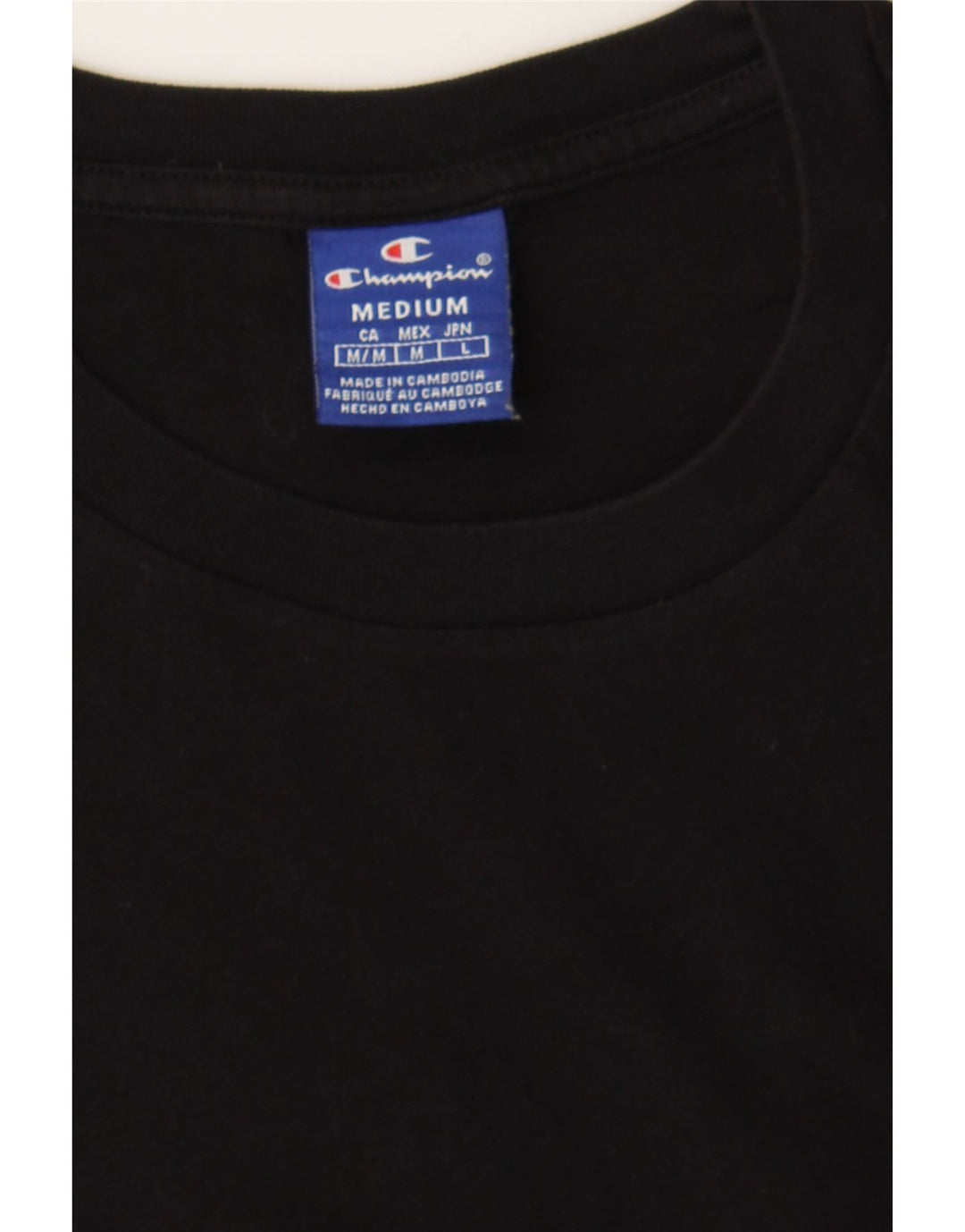 CHAMPION Mens Graphic T-Shirt Top Medium Black Cotton Vintage Champion and Second-Hand Champion from Messina Hembry 