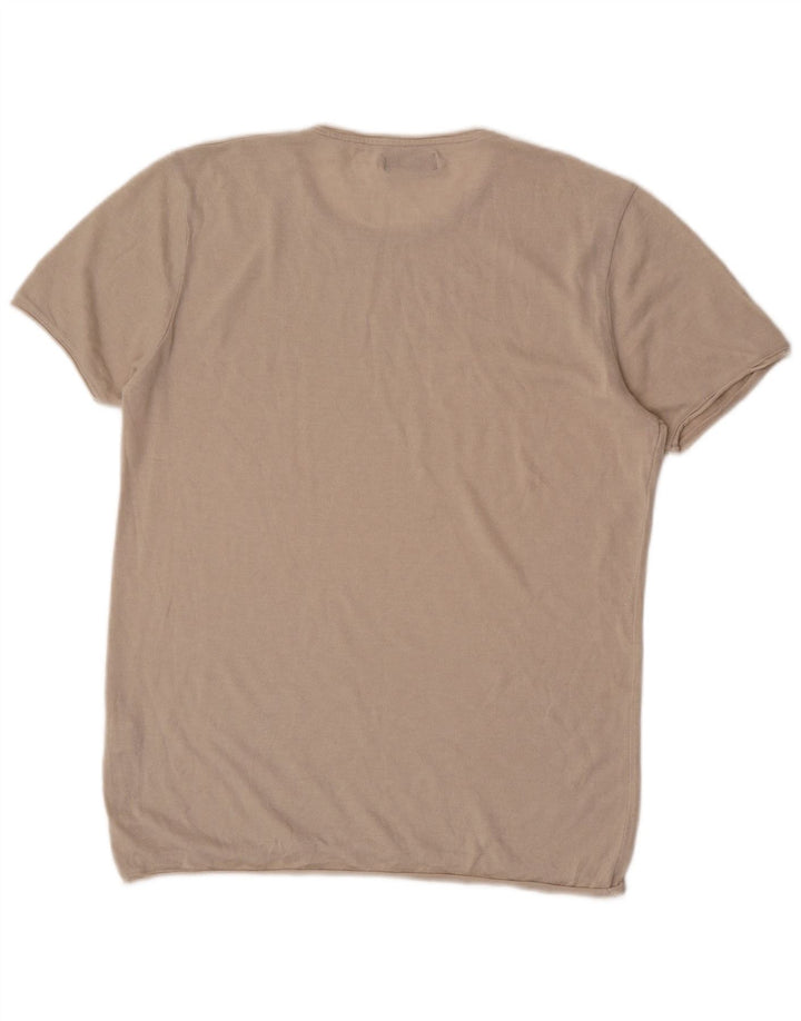Zara Hombre Camiseta Top Grande Algodón Beige