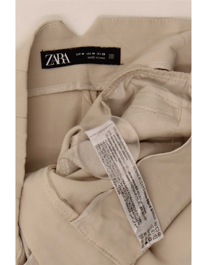 Zara Mujer Pantalón Casual Tapered Mediano W28 L26 Poliéster Beige