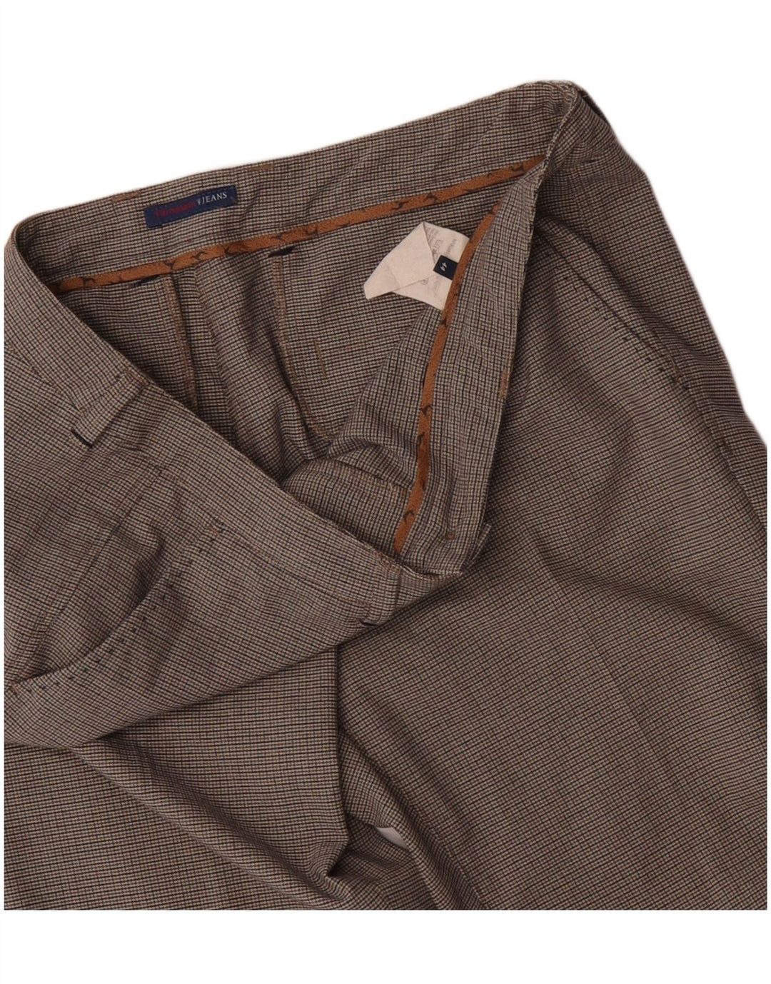 Pantalón de traje recto para mujer Trussardi IT 44 Medium W34 L30 Marrón a cuadros