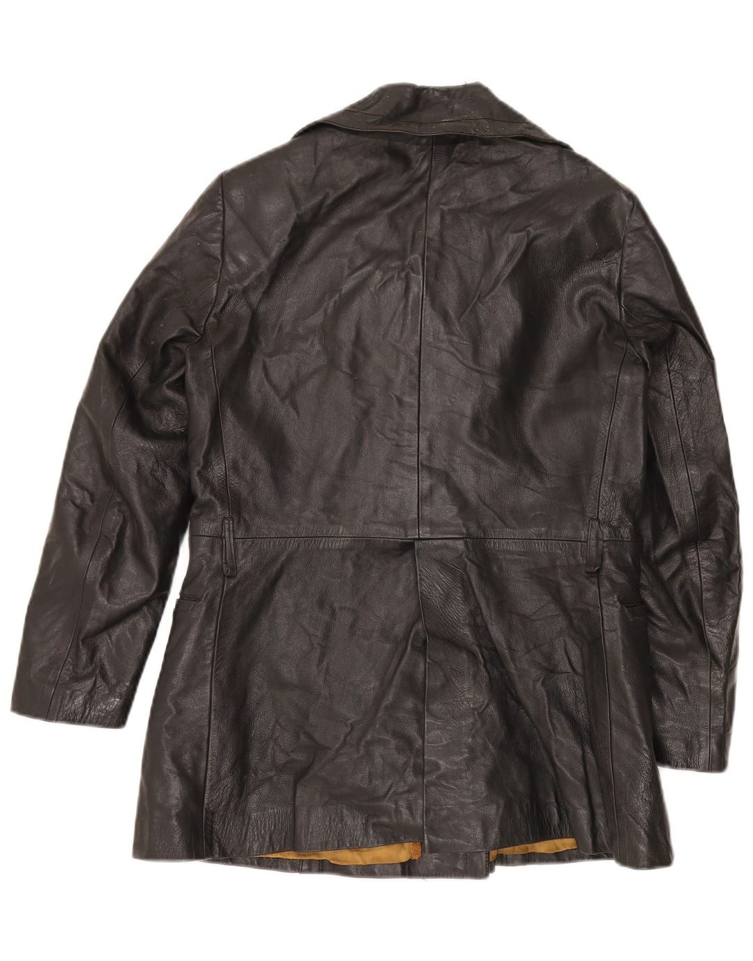 VINTAGE Chaqueta de cuero de doble pecho para mujer Reino Unido 12 Negro medio