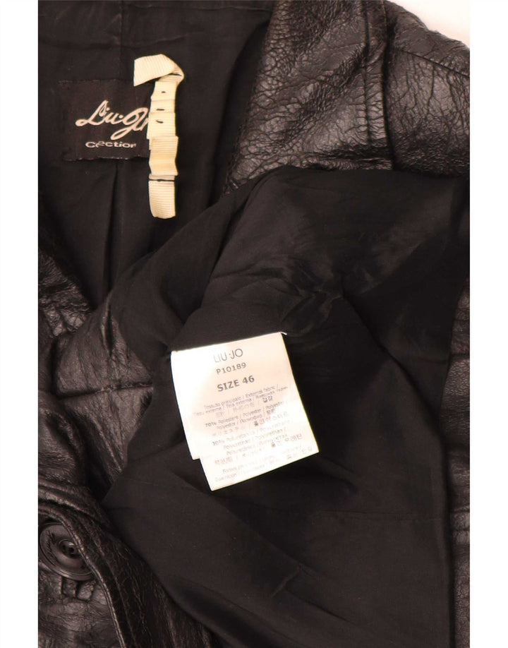 Liu Jo Chaqueta tipo blazer de piel sintética con 1 botón para mujer IT 46 Grande Negro