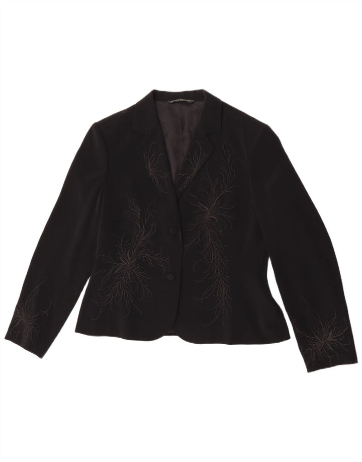 Laura Ashley Chaqueta Blazer de 1 Botón para Mujer UK 46 Grande Negro Floral
