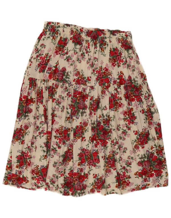 Falda plisada vintage para mujer W26 pequeña floral blanca