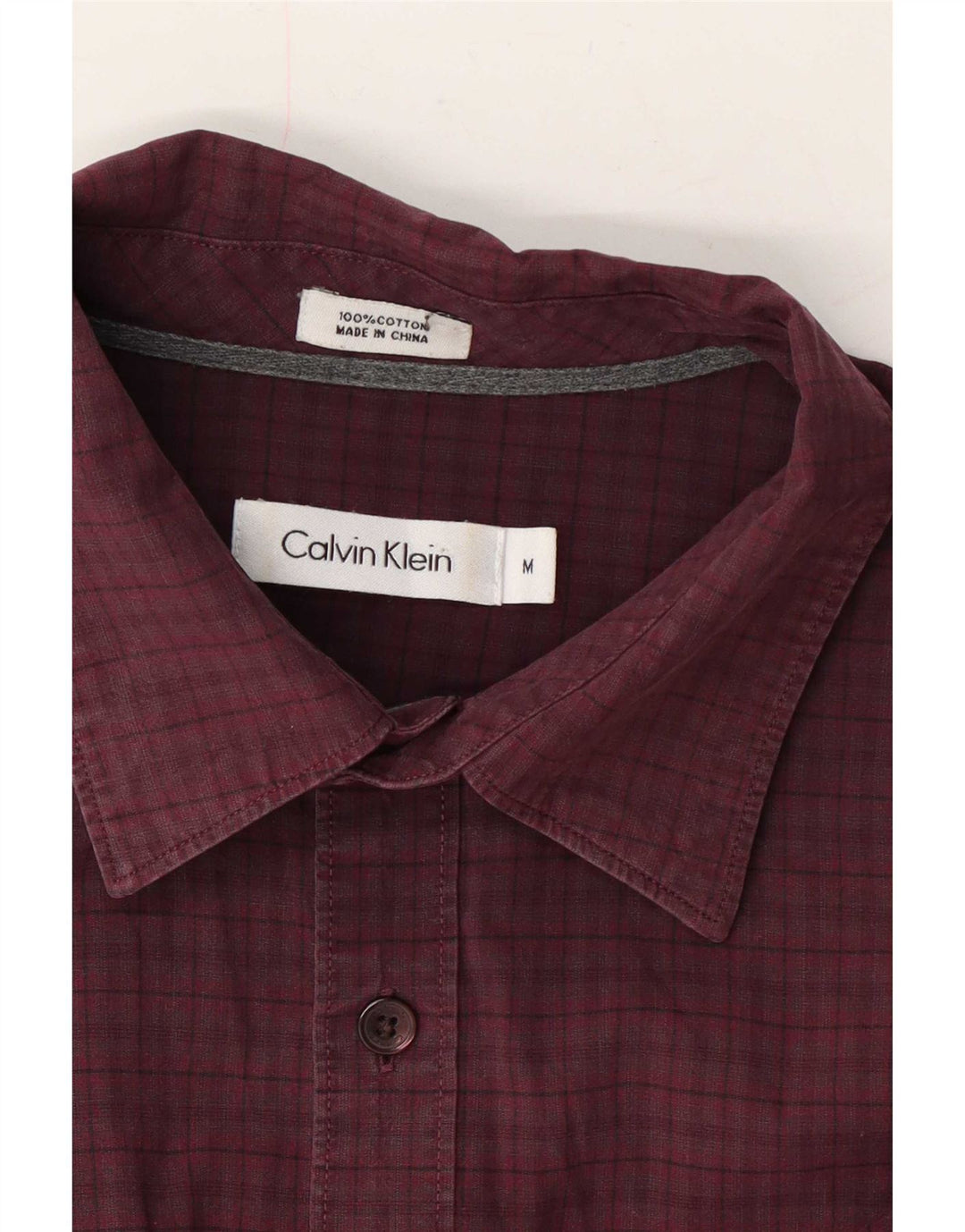 Camisa Calvin Klein para hombre de algodón a cuadros en color burdeos medio