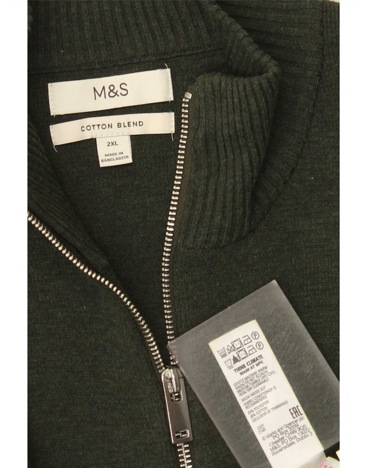 Marks & Spencer Suéter tipo cárdigan para hombre 2XL Poliéster caqui