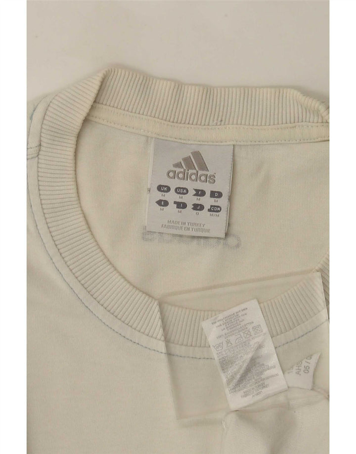 Adidas - Camiseta gráfica para hombre, talla mediana, algodón blanco