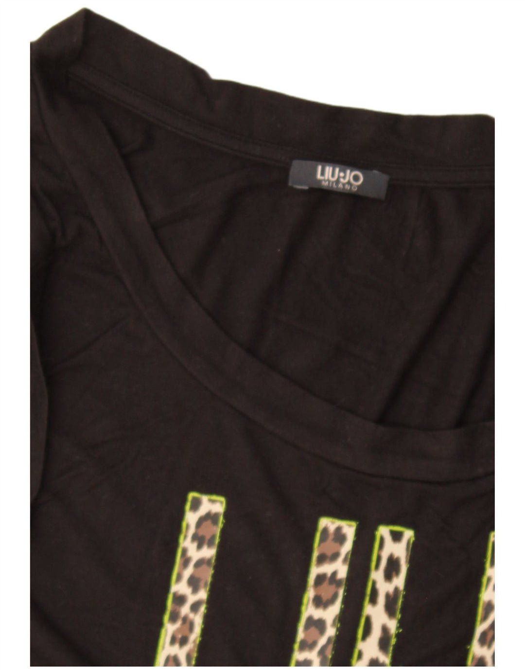 Liu Jo Top sin mangas gráfico para mujer UK 40 Medium Black