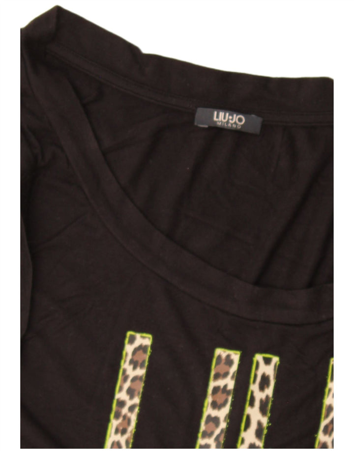 Liu Jo Top sin mangas gráfico para mujer UK 40 Medium Black