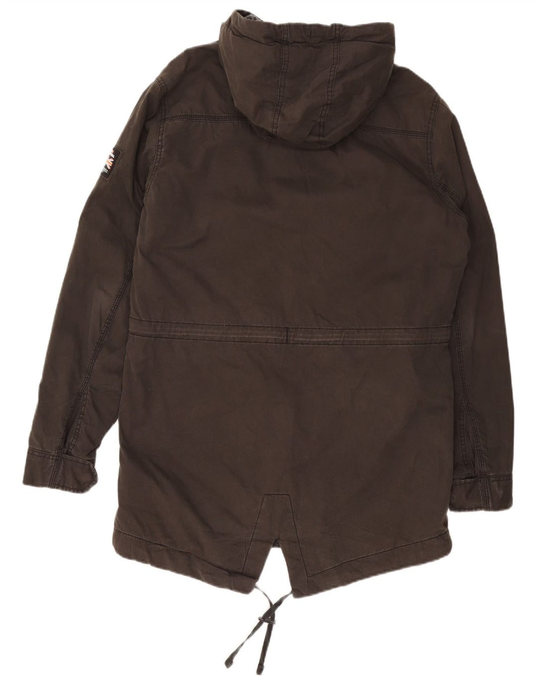 Superdry Parka militar con capucha para hombre, talla 40, algodón gris grande