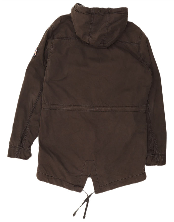 Superdry Parka militar con capucha para hombre, talla 40, algodón gris grande