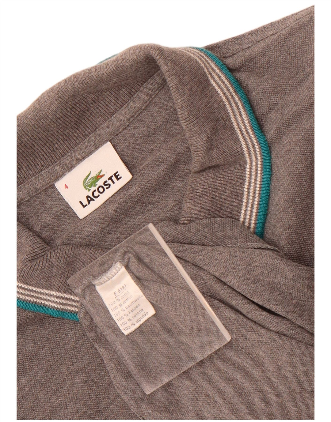 Lacoste Polo de manga larga para hombre talla 4 algodón gris medio