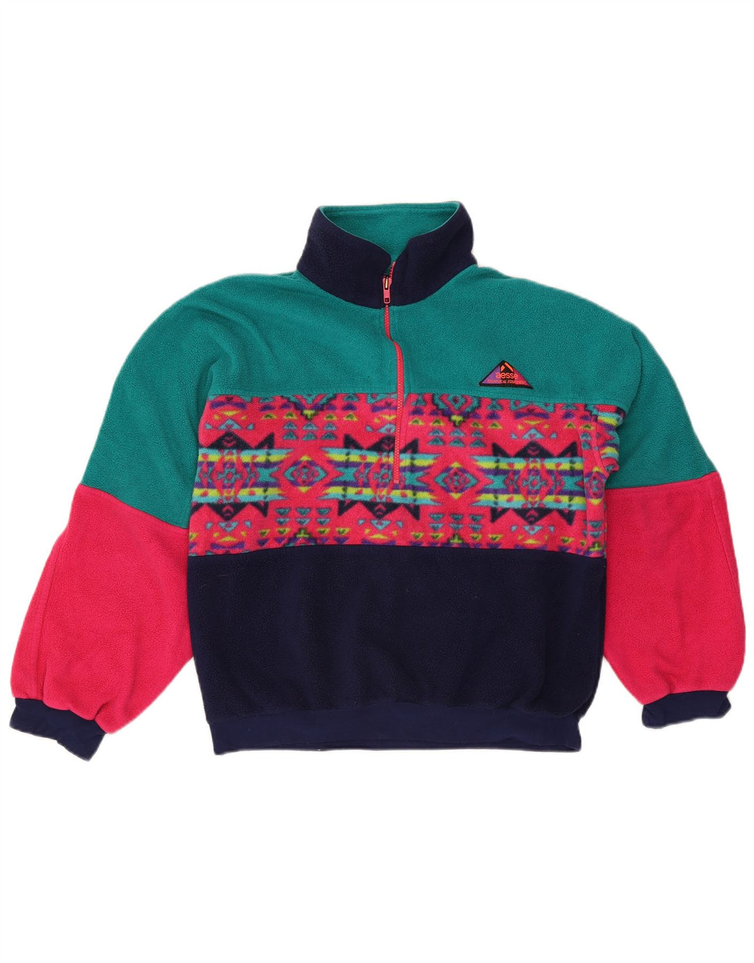 Aesse Hombre Polartec Jersey De Forro Polar Con Cremallera Y Cuello Medio Multicolor Geométrico