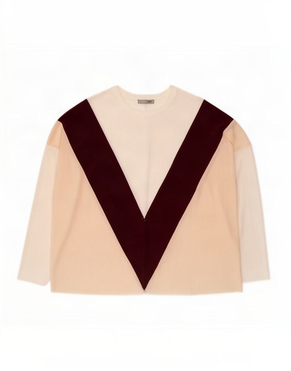 Zara Mujer Top Extragrande Manga 3/4 UK 44 Mediano Bloque De Color Multicolor