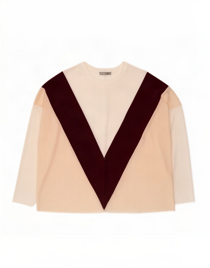 Zara Mujer Top Extragrande Manga 3/4 UK 44 Mediano Bloque De Color Multicolor
