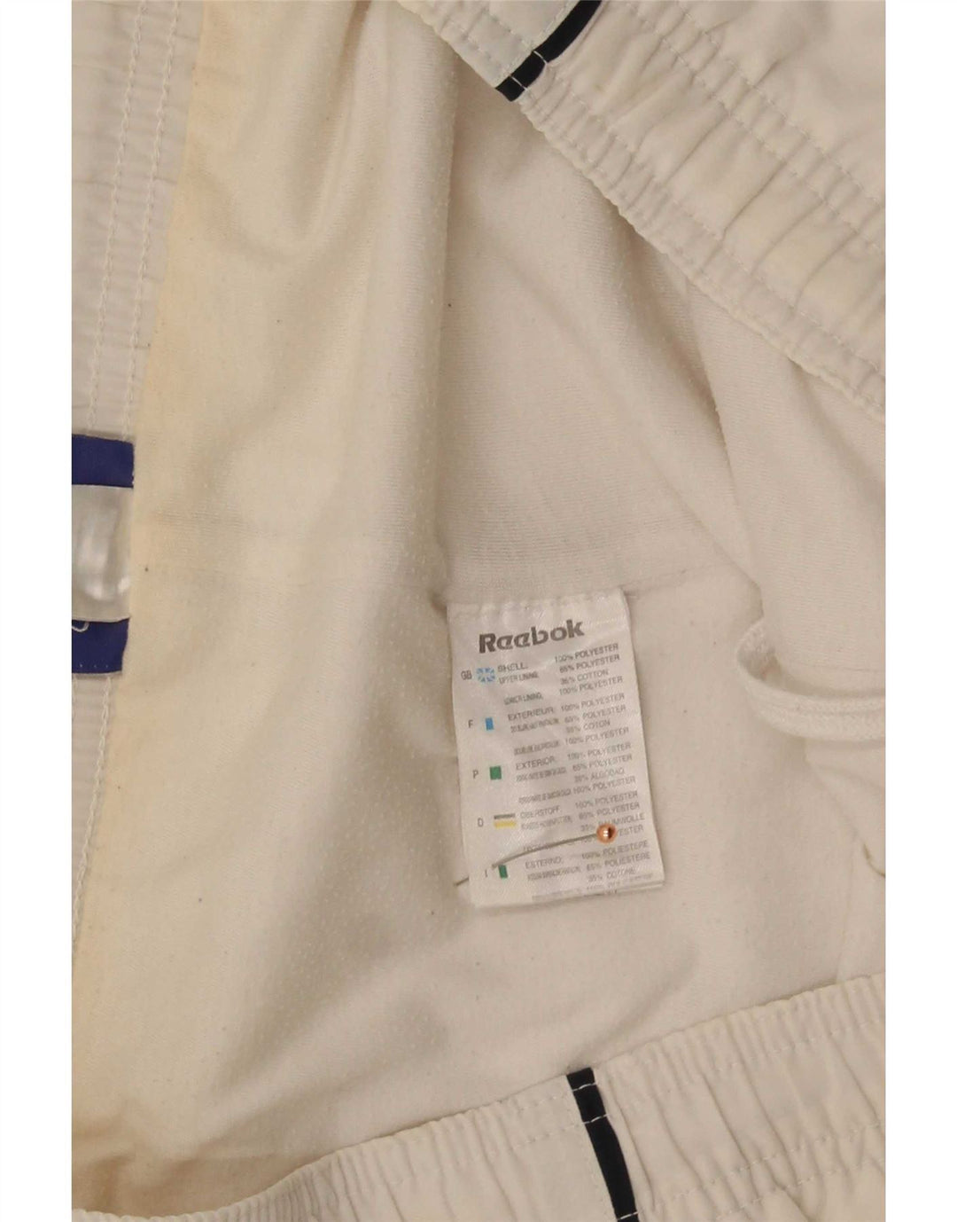 Reebok Bermudas para hombre, pantalones cortos deportivos, tamaño pequeño, poliéster blanco
