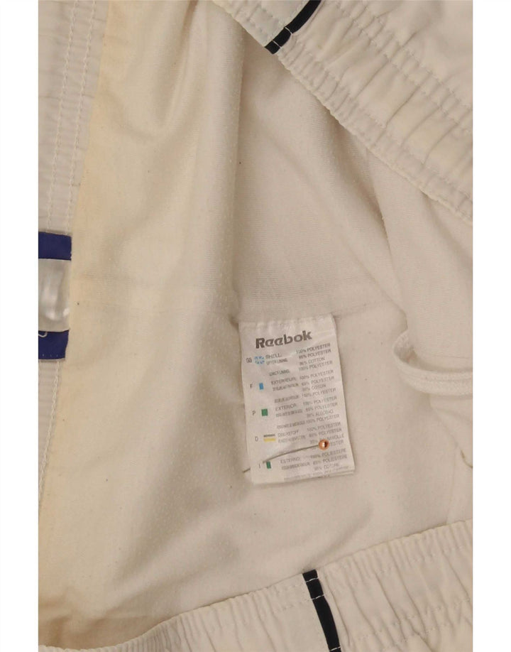 Reebok Bermudas para hombre, pantalones cortos deportivos, tamaño pequeño, poliéster blanco