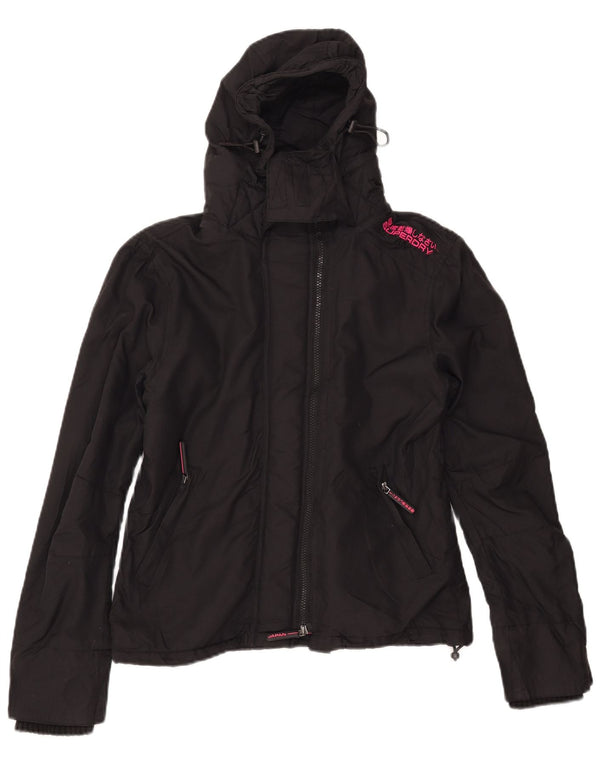 Superdry Chaqueta Cortavientos Con Capucha Para Mujer UK 44 Medium Black Nylon