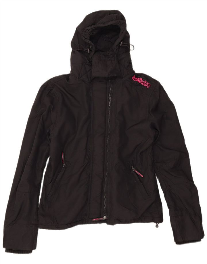 Superdry Chaqueta Cortavientos Con Capucha Para Mujer UK 44 Medium Black Nylon