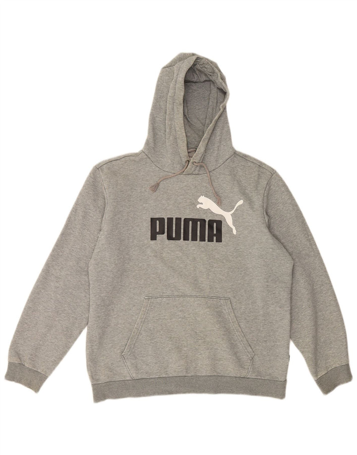 Puma Hombre Sudadera Con Capucha Gráfica Jersey De Algodón Gris Medio