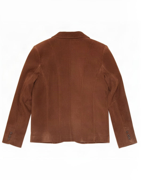 Vintage mujer ante Blazer chaqueta IT 40 pequeño cuero marrón