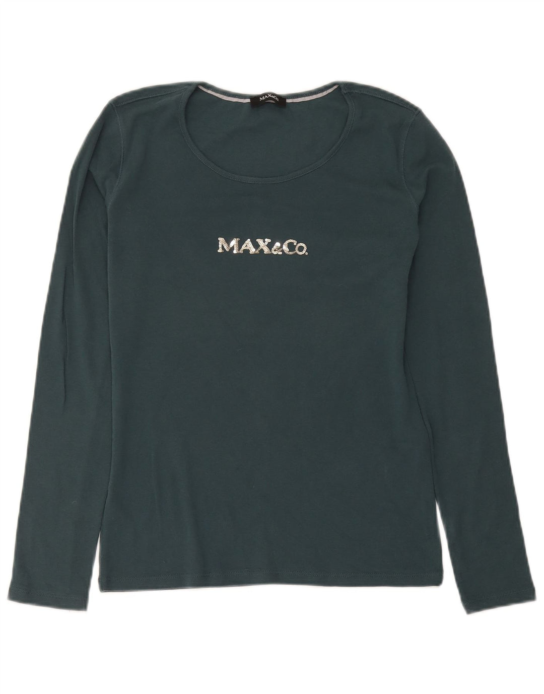 Max & Co. Top gráfico para mujer de manga larga UK 42 Algodón verde medio