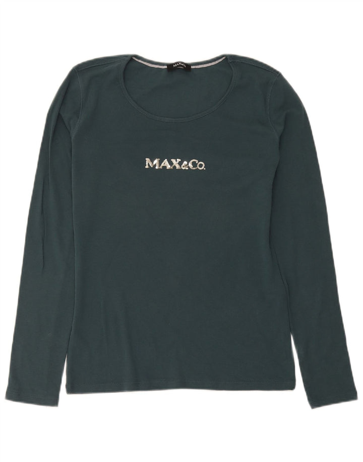 Max & Co. Top gráfico para mujer de manga larga UK 42 Algodón verde medio