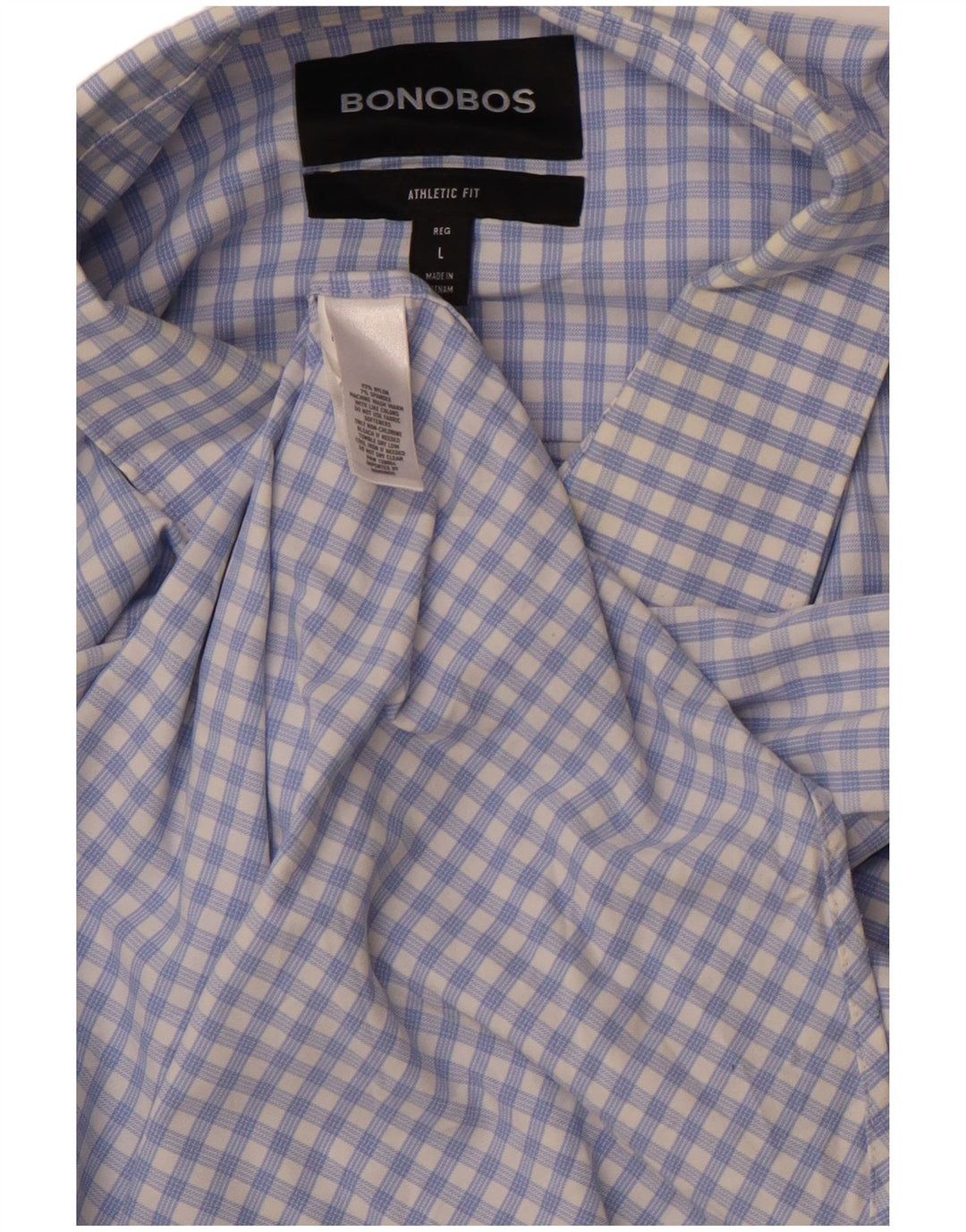 BONOBOS Camisa de ajuste atlético para hombre, nailon a cuadros azul grande