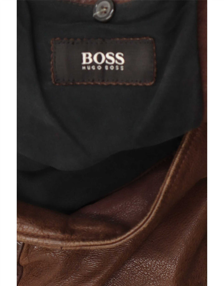 Hugo Boss Chaqueta de cuero para hombre Reino Unido 40 Grande Marrón