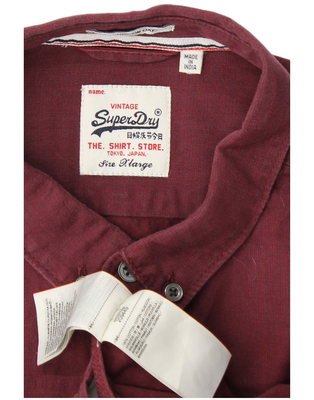 Superdry Camisa Extra Slim Fit XL De Algodón Burdeos Hombre