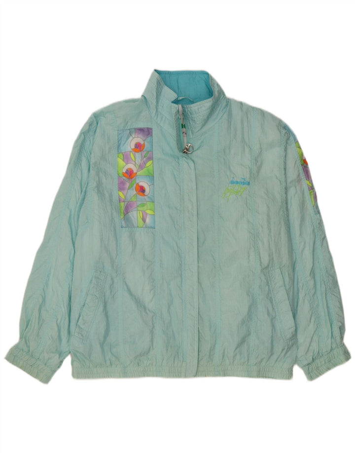 Diadora Chaqueta de chándal extragrande para mujer, talla 44, talla mediana, azul floral