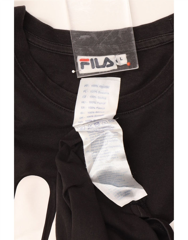 FILA Mens Graphic T-Shirt Top Large Black Cotton