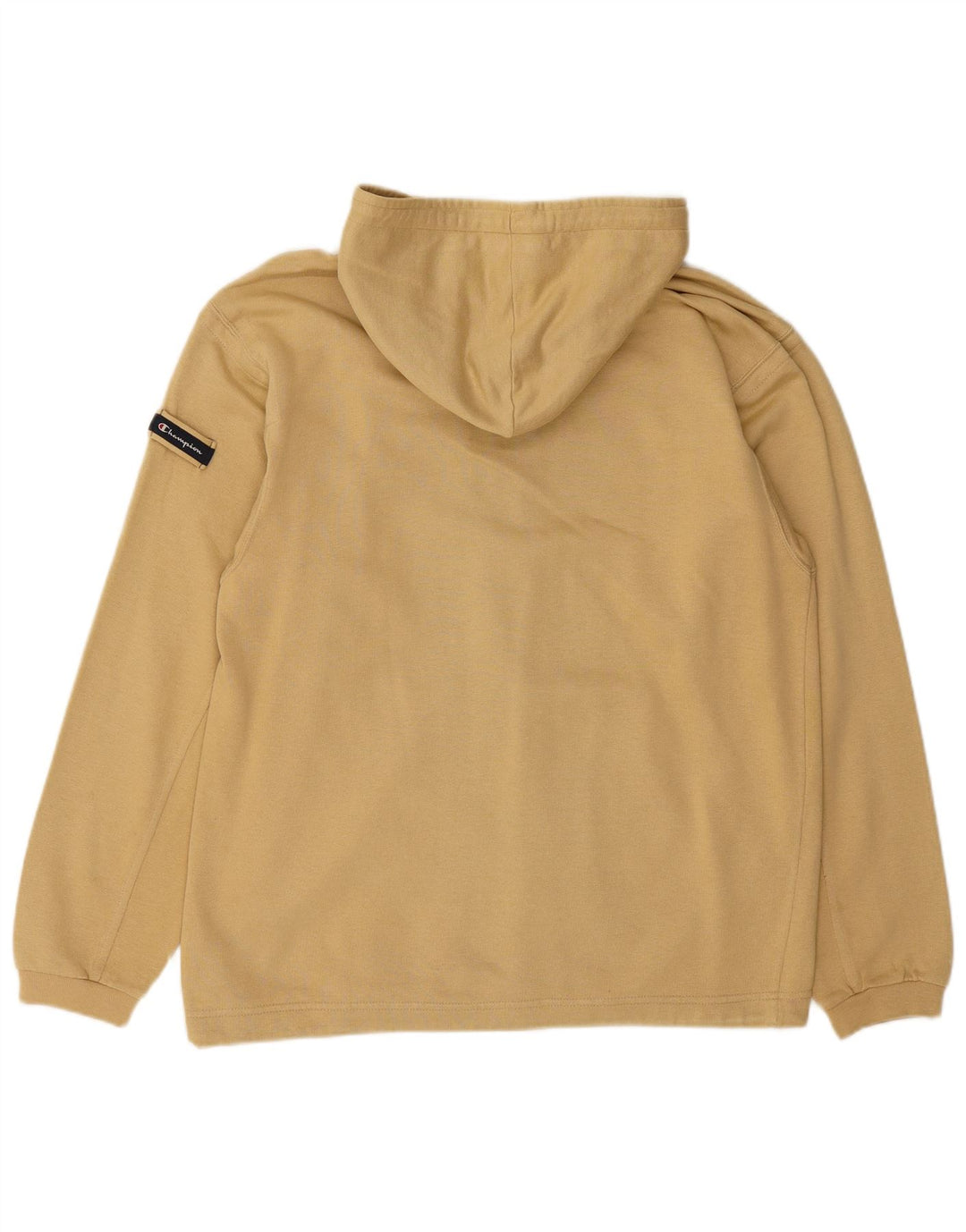 CHAMPION Mens Zip Hoodie Sweater Small Beige Cotton