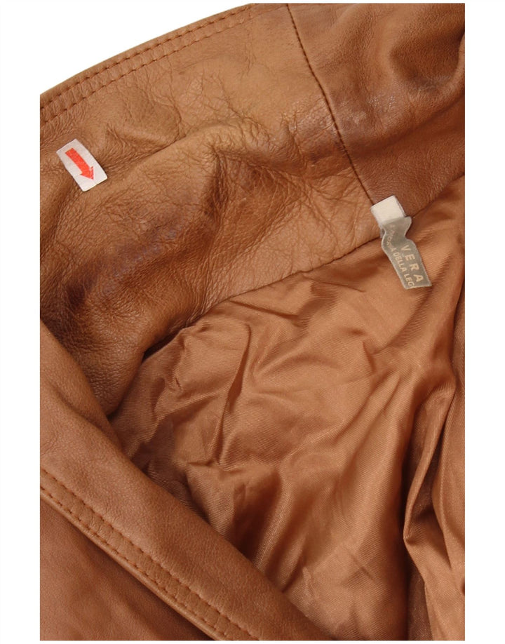 VINTAGE Chaqueta de cuero militar para hombre Reino Unido 44 2XL Cuero marrón