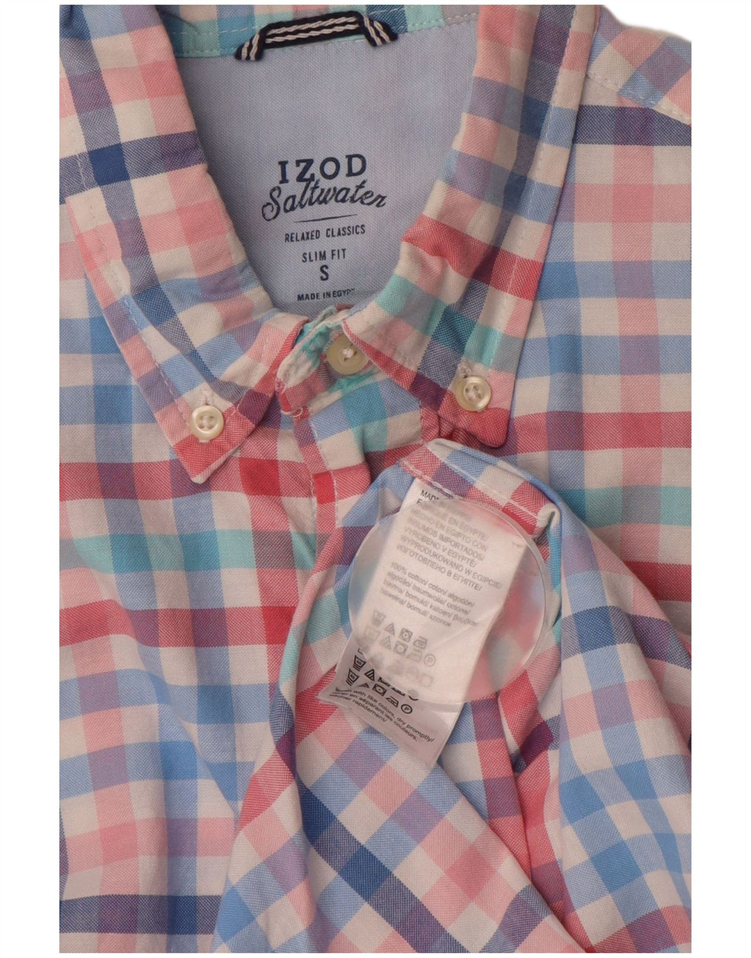 IZOD Camisa ajustada de agua salada para hombre, algodón a cuadros multicolor pequeño