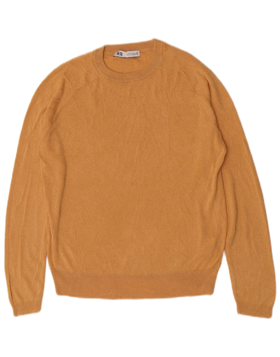 Zara - Jersey de cuello redondo para mujer, talla 40, viscosa naranja mediana