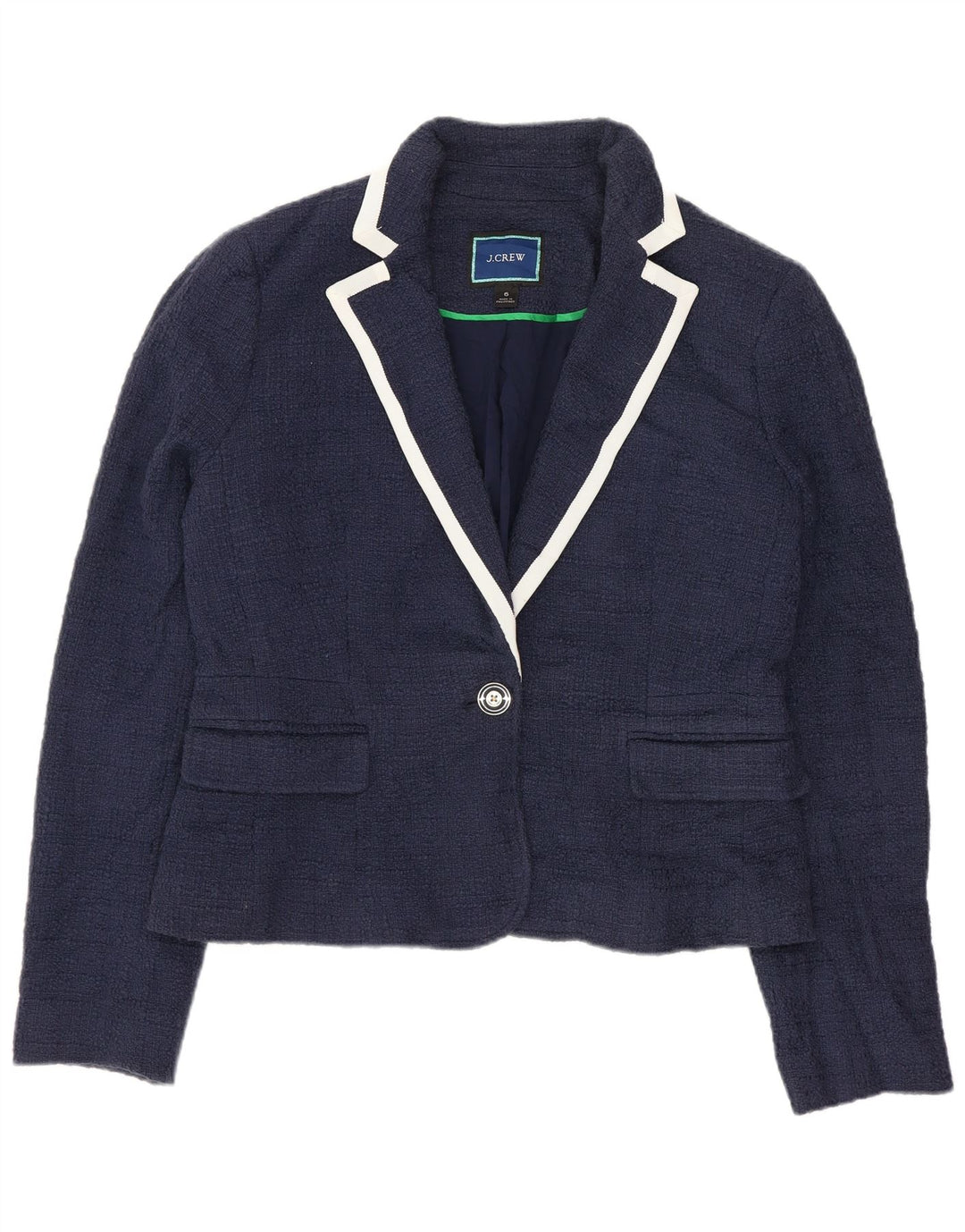 J. Crew Chaqueta tipo blazer corta con 1 botón para mujer US 6 Mediana Azul marino Algodón