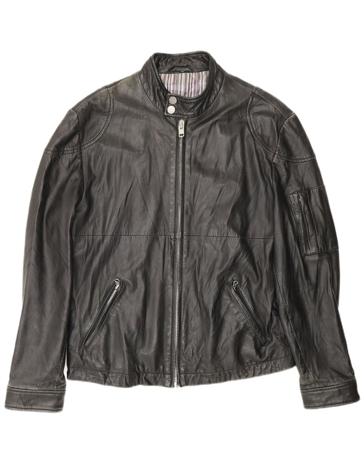 Carlo Pignatelli Chaqueta de cuero para hombre IT 50 Grande Cuero negro