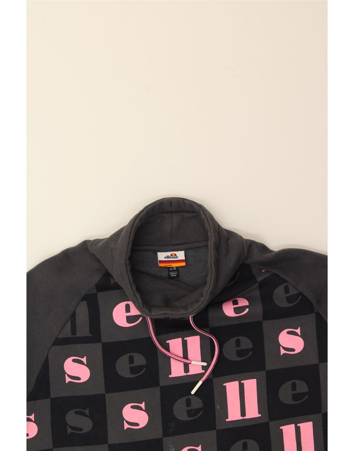 ELLESSE Womens Crop Oversized Sweatshirt Jumper UK 10 Small Grey Vintage Ellesse and Second-Hand Ellesse from Messina Hembry 