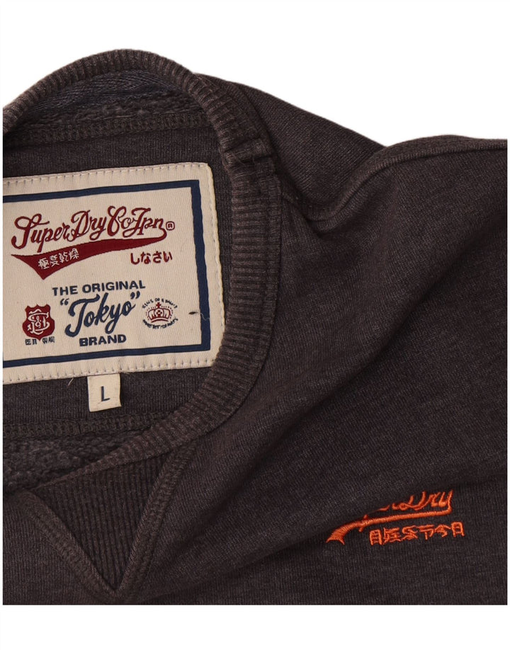 Superdry Sudadera tipo jersey para hombre de algodón gris grande