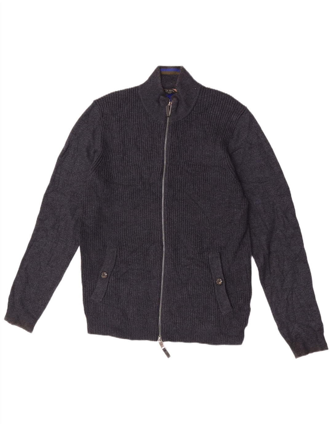Ted Baker - Cárdigan para hombre, talla 3, poliéster azul marino mediano