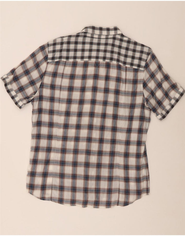 Guess Camisa Manga Corta Hombre XL Gris Cuadros Algodón