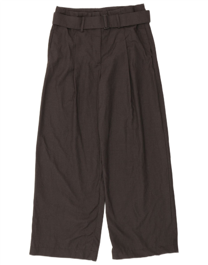 ZARA Mujer Pantalón Casual Pierna Ancha Mediano W28 L29 Poliéster Gris